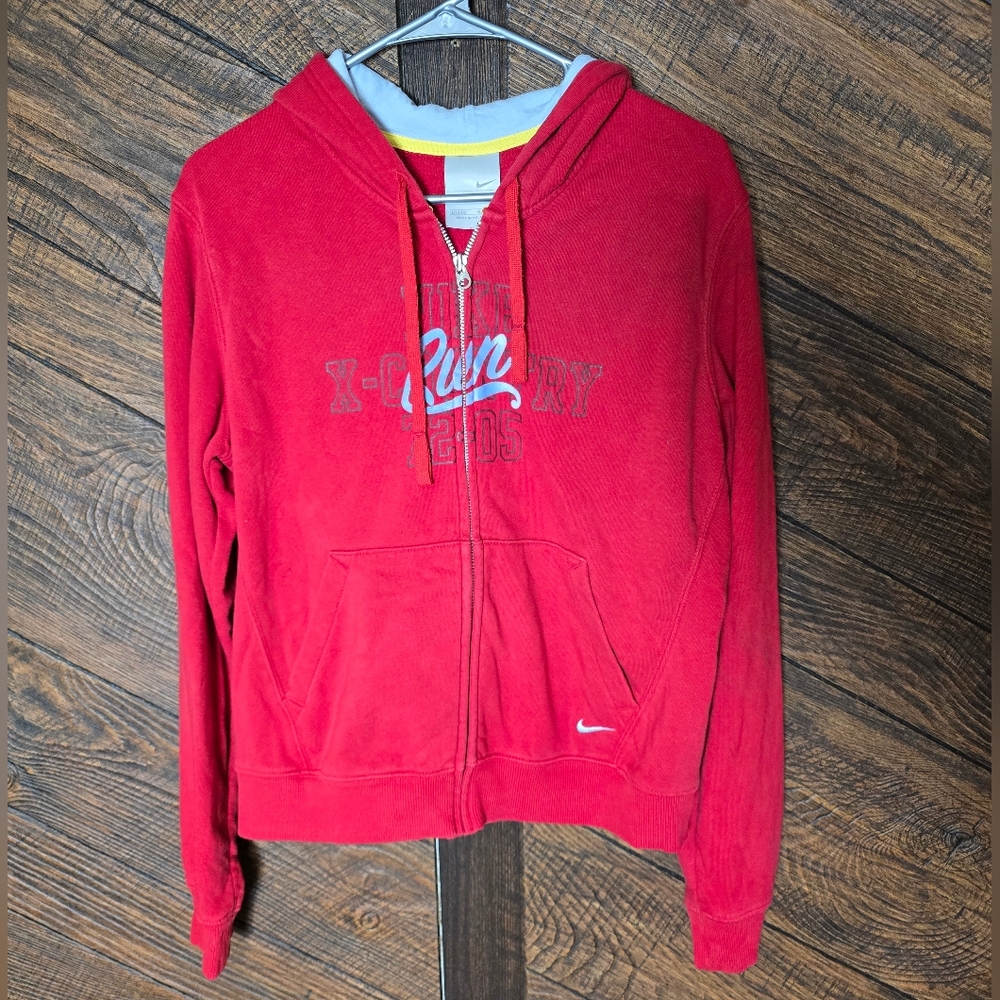RARE Nike Vintage Silver Tag Girl's Red Full-Zip Cross Country Hoodie Large